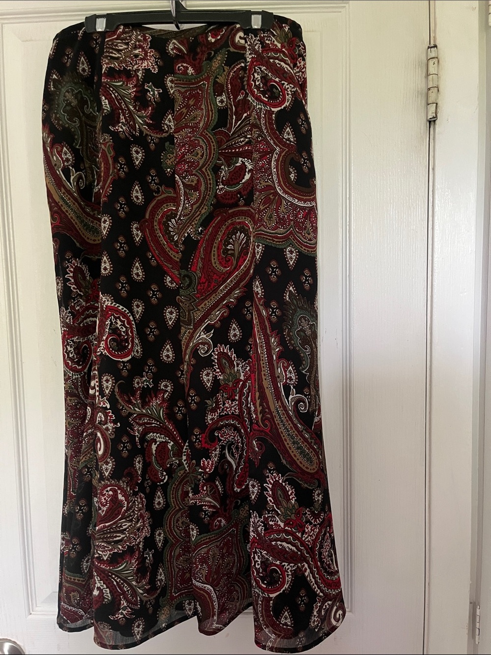 Conrad C Paisley Maxi Skirt - Black with Red & Green Paisley
